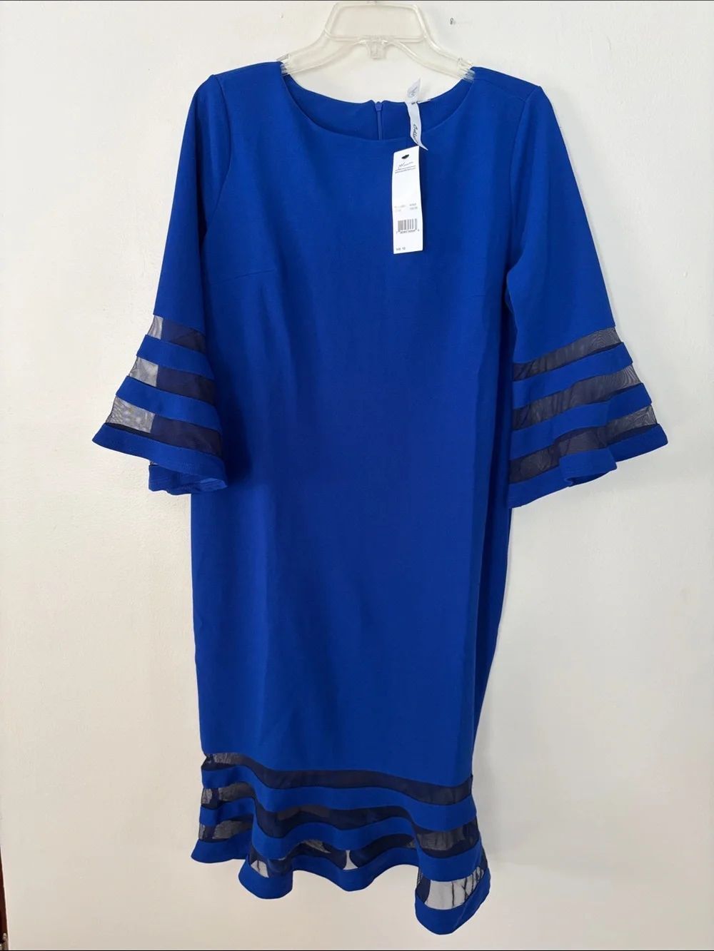 NY Collection Royal Blue Bell-Sleeve Sheath Dress- NWT